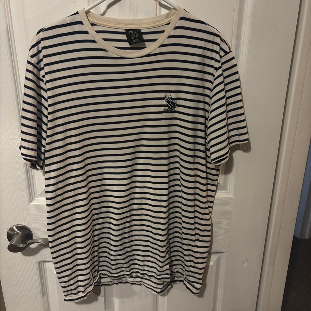 OVO Black and White Striped Tee